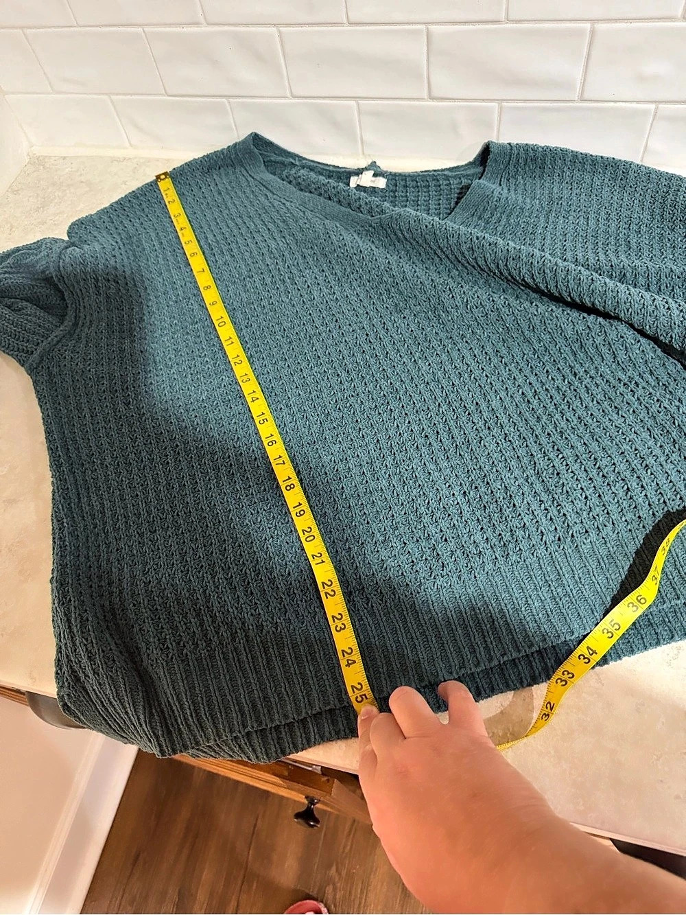 Maurices 3X Wayfarer Chenille Teal V Neck Blouson Sleeve Sweater Plus Size - Picture 9 of 12